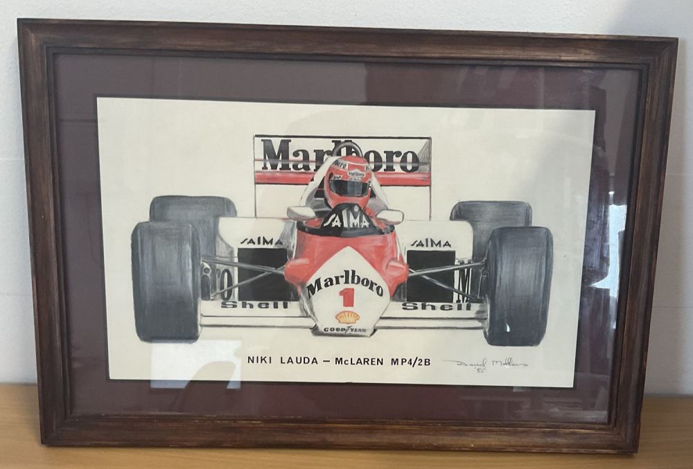 Lot 525: F1 Original David Matthews Artwork Showing Niki Lauda...