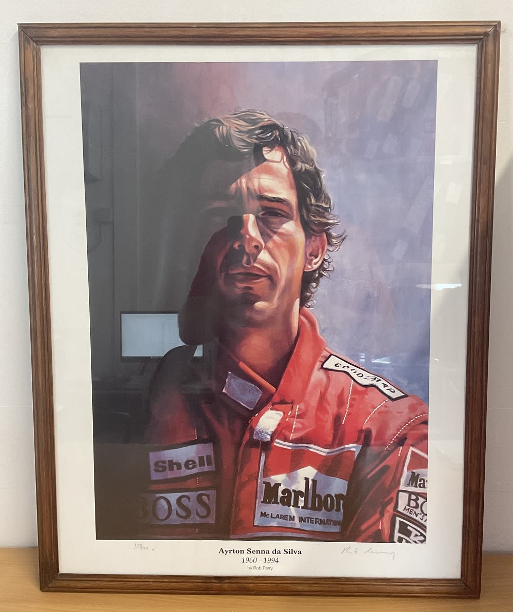 Lot 528: Artist Rob Perry Signed Ayrton Senna Da Silva...