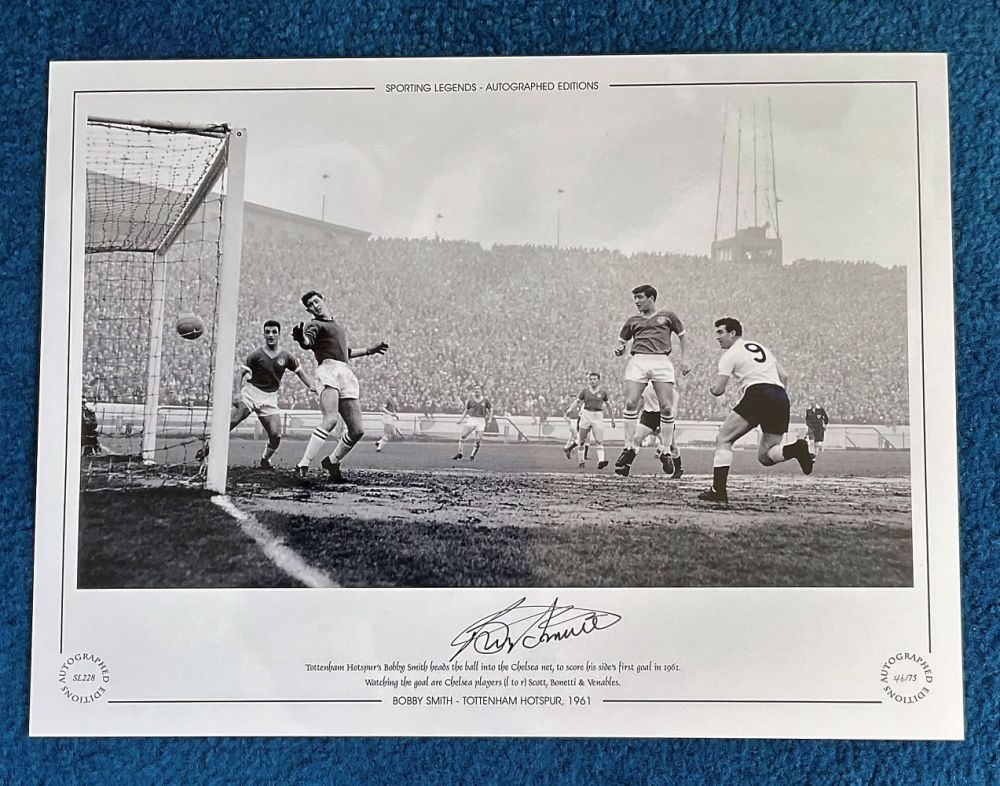 Lot 586: Bobby Smith 16x12 hand signed colour, black and...