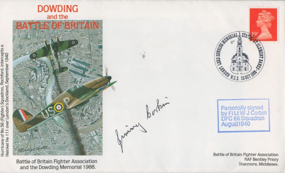 Lot 606: WW2 Flt Lt Jimmy Corbin DFC Signed Dowding...