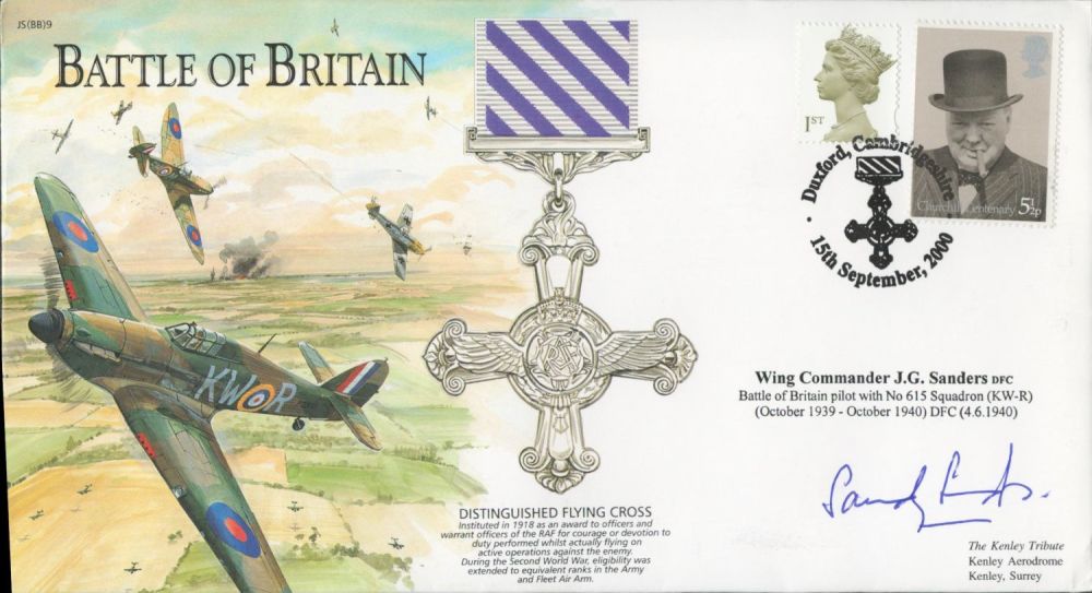 Lot 628: Wg Cdr JG Sanders (BOB PILOT) Signed Battle...