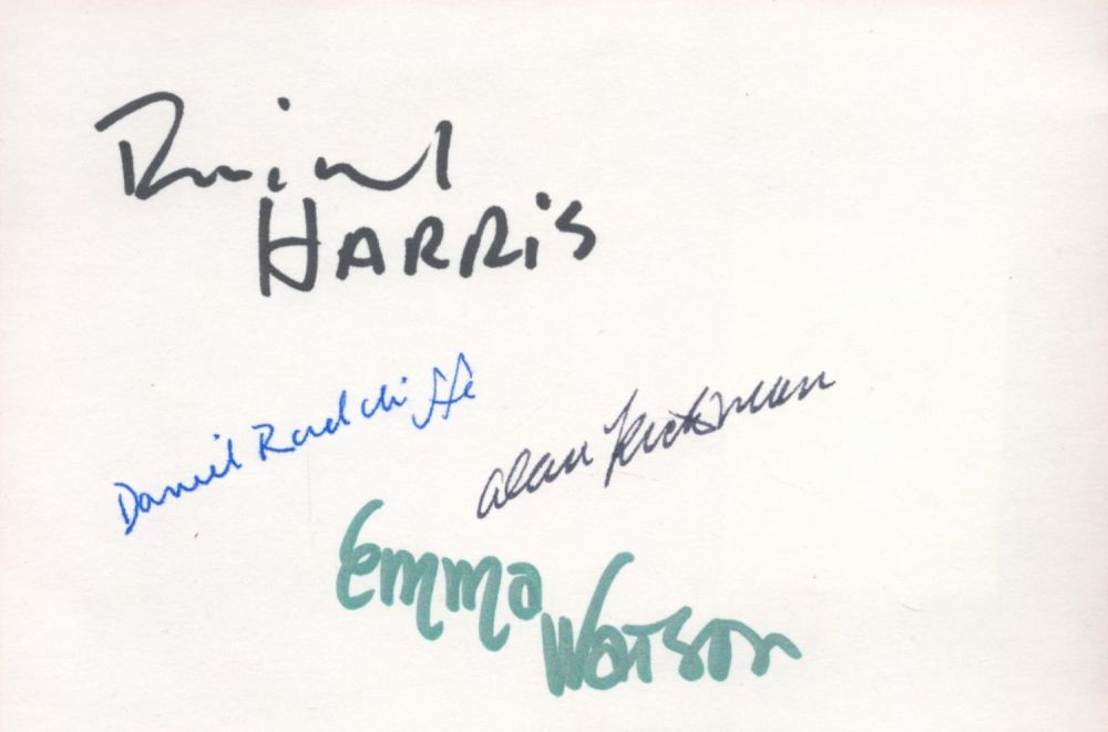 Lot 63: Harry Potter multisigned 6x4 white card four fantastic...