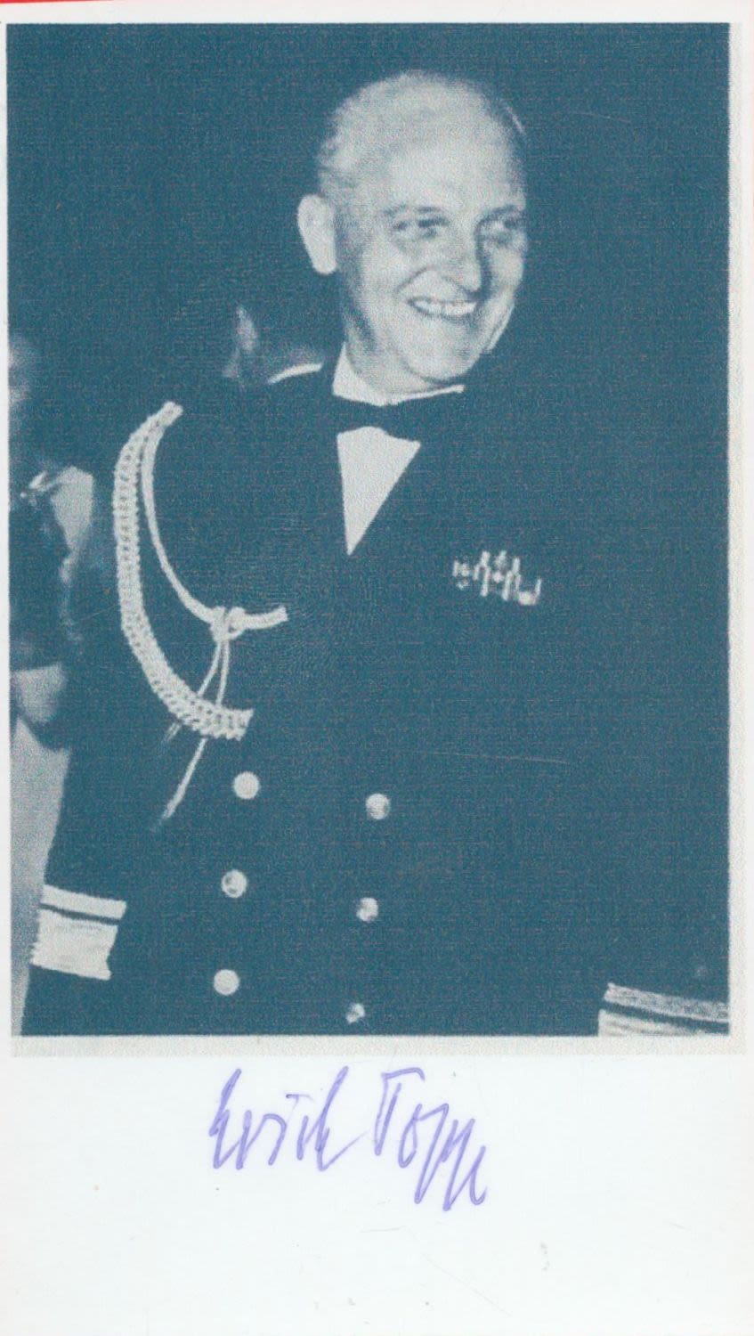 Lot 67: German Admiral Erich Topp Signed 6x4 Black and...
