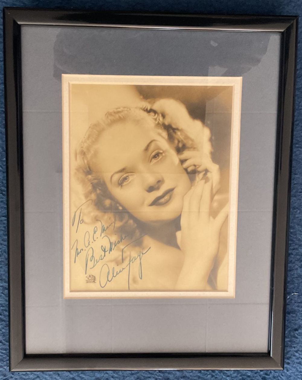 Lot 76: American actress and singer Alice Faye Signed 6x5...