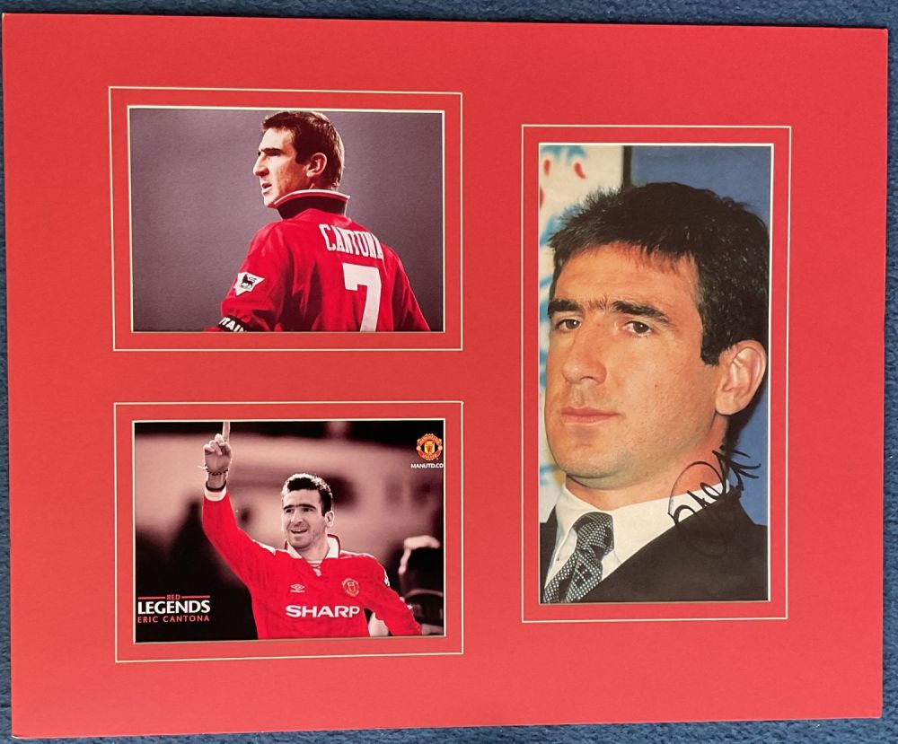 Lot 94: Eric Cantona Signed Magazine Page Cutting, Mounted Professionally...