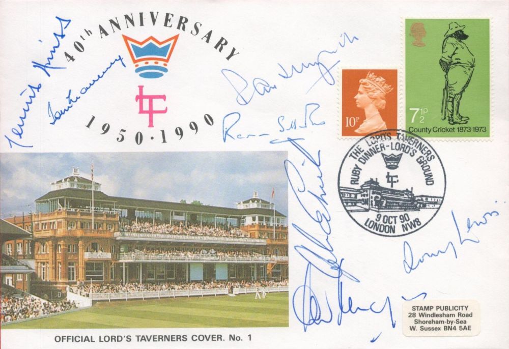 Lot 137: Cricket. 7 Honorary Taverners Signed 40th Anniv Lord...