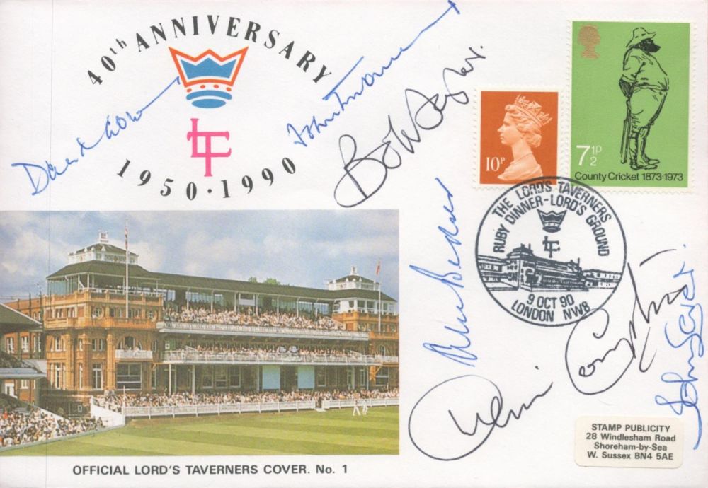 Lot 139: Cricket. 6 Honorary Taverners Signed 40th Anniv Lord...