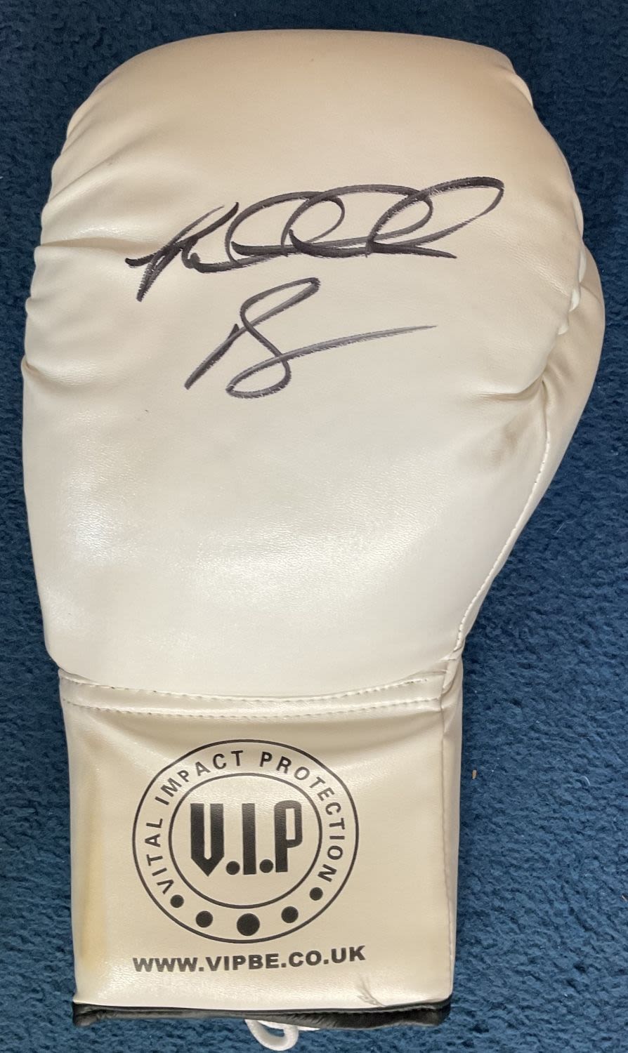 Lot 164: Boxing Riddick Bowe Signed Vital Impact Protection White...