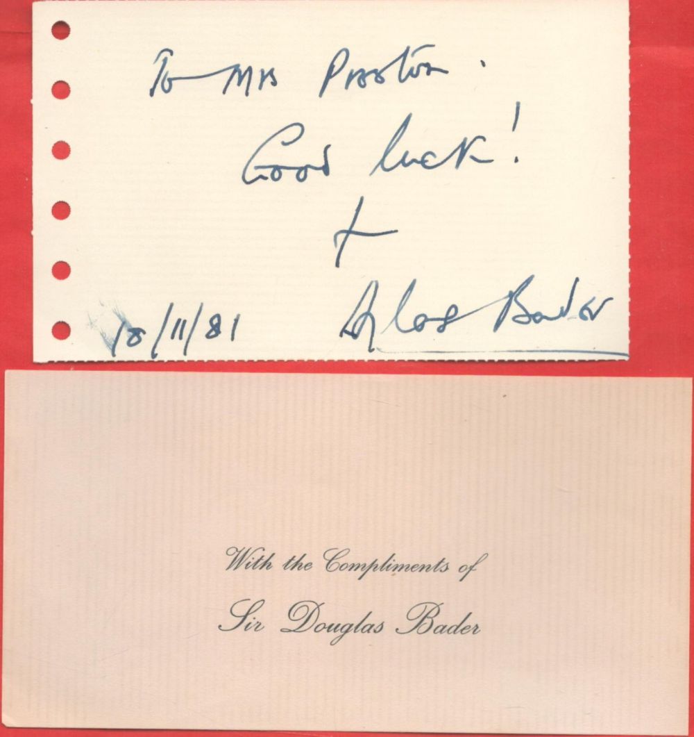 Lot 255: WW2 RAF Hero Douglas Bader Signed 5x3 inch...