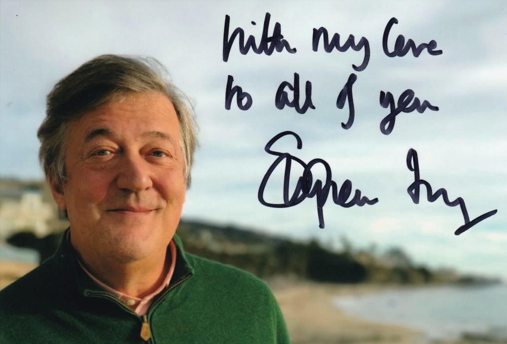 Lot 25: Stephen Fry, Top Actor & Author, 8x6 inch...