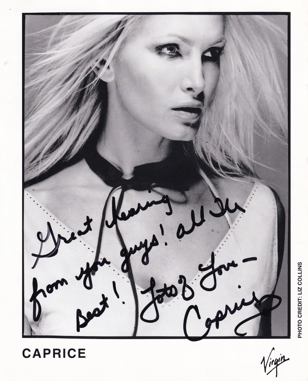 Lot 103: Caprice, Model & Singer, 10x8 inch Signed Photo....