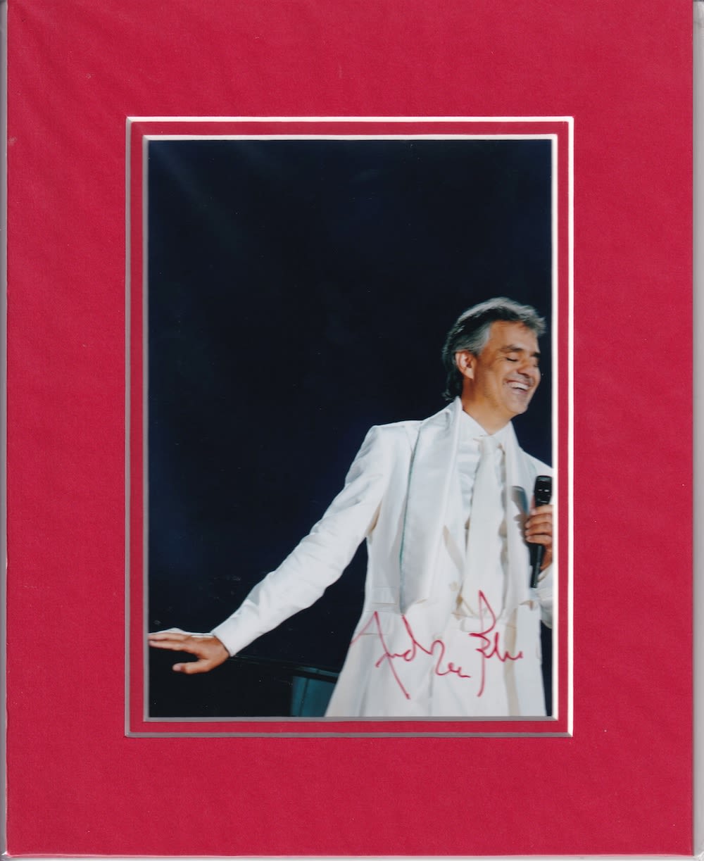 Lot 163: Andrea Bocelli, Opera Singer (Mounted) 7x5 inch Signed...