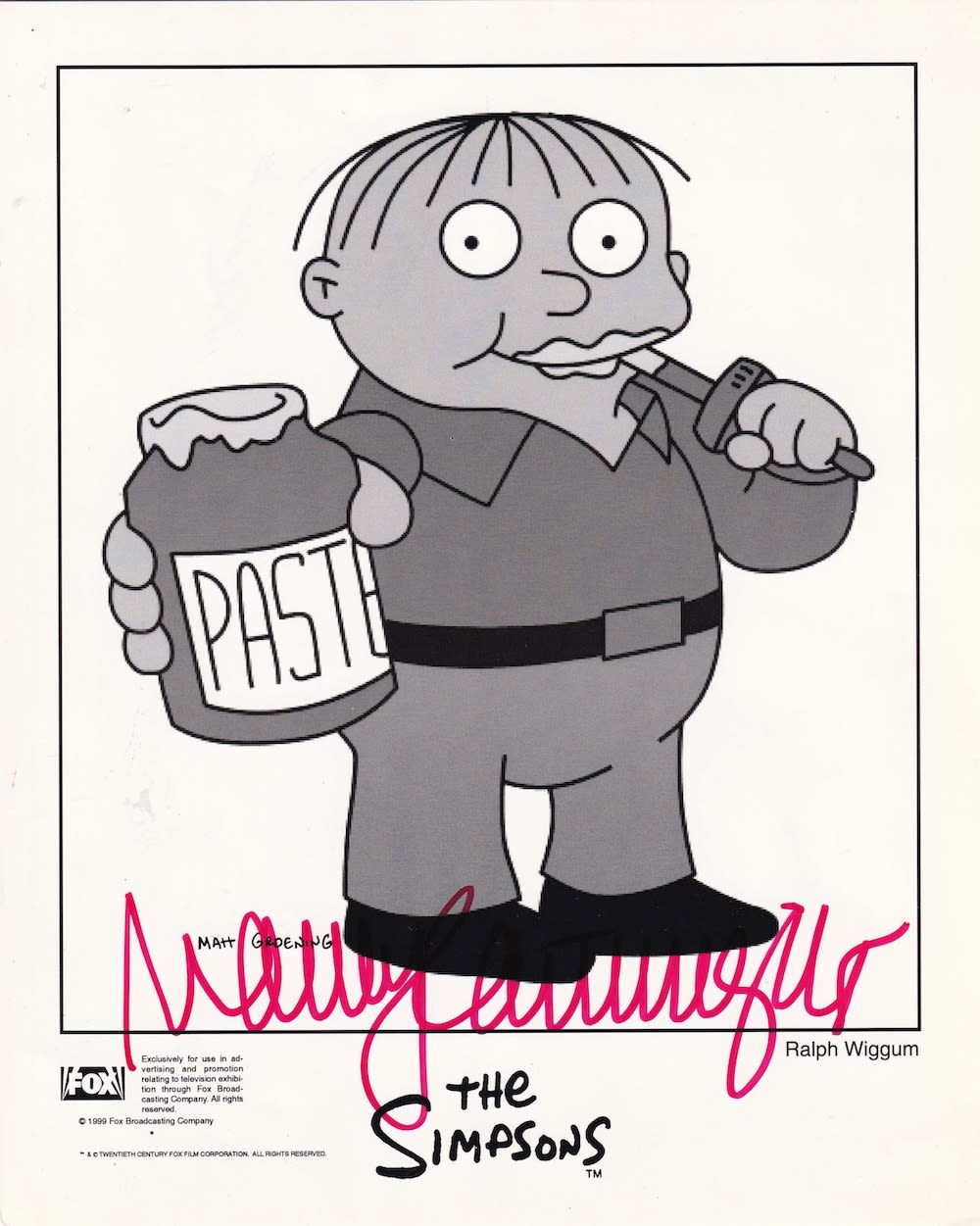Lot 194: Nancy Cartwright, The Simpsons Voice (Ralph Wiggum), 10x8...