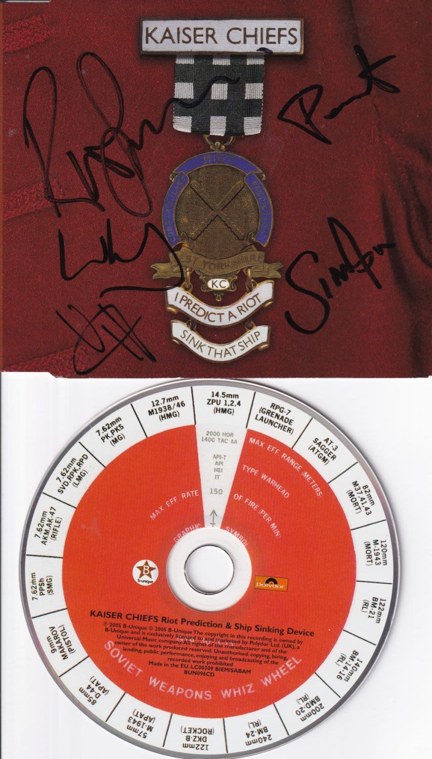 Lot 199: Kaiser Chiefs, Chart Topping Band, Fully Signed CD...