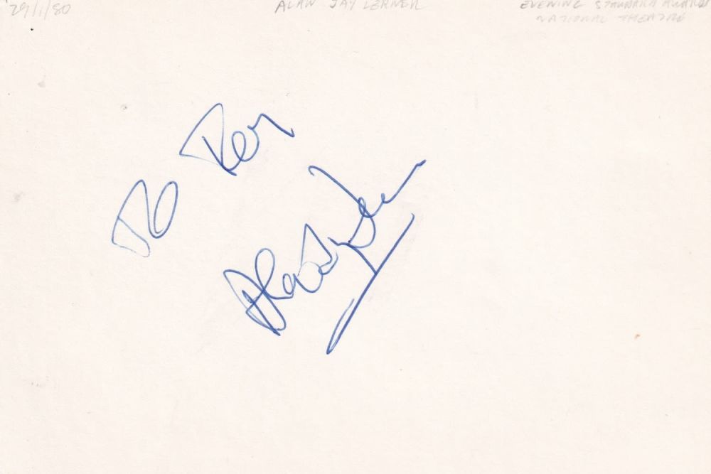 Lot 202: Alan Jay Lerner, Legendary Musical Lyricist, Signed White...