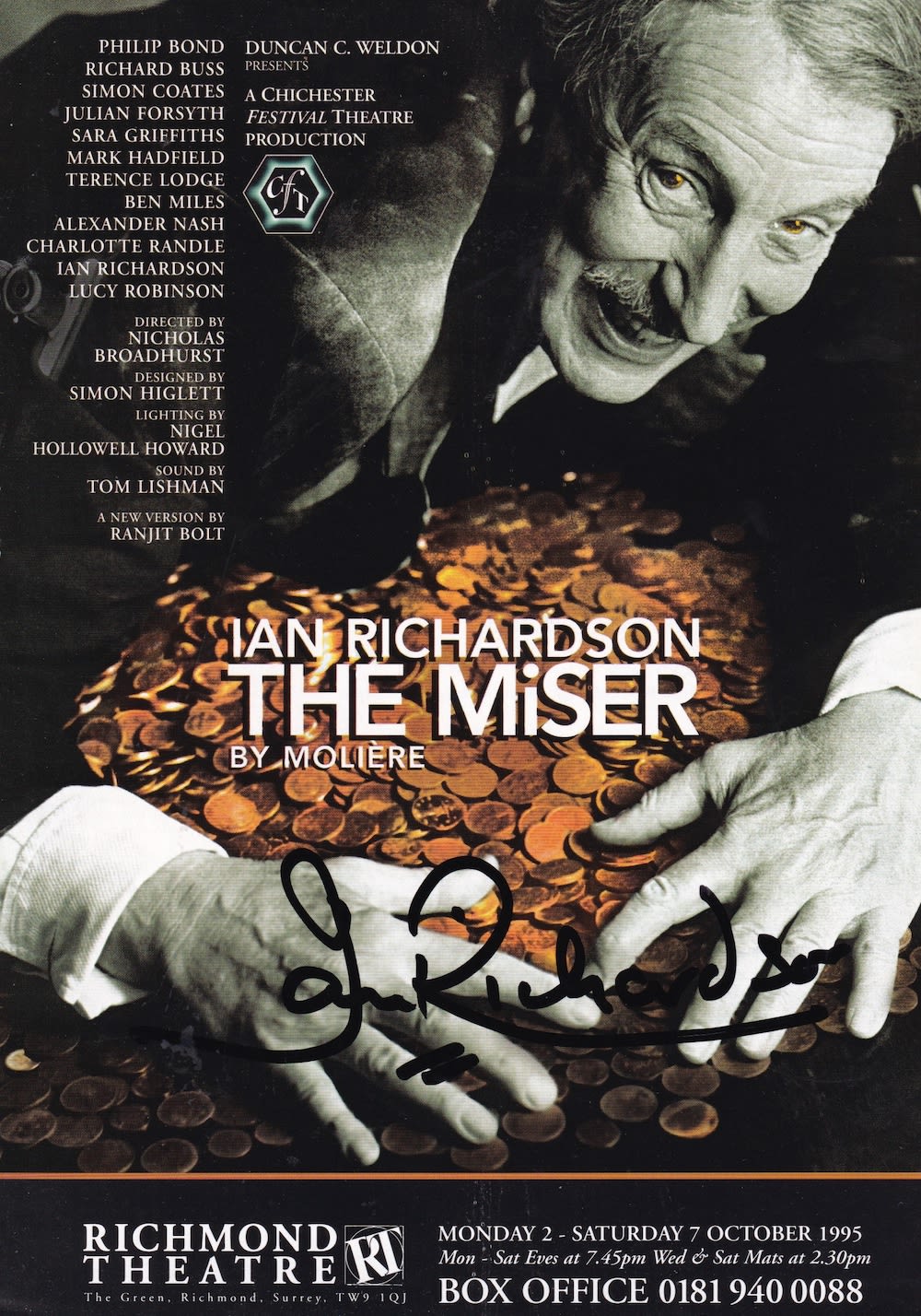 Lot 211: Ian Richardson, Late Great British Actor, Signed Theatre...