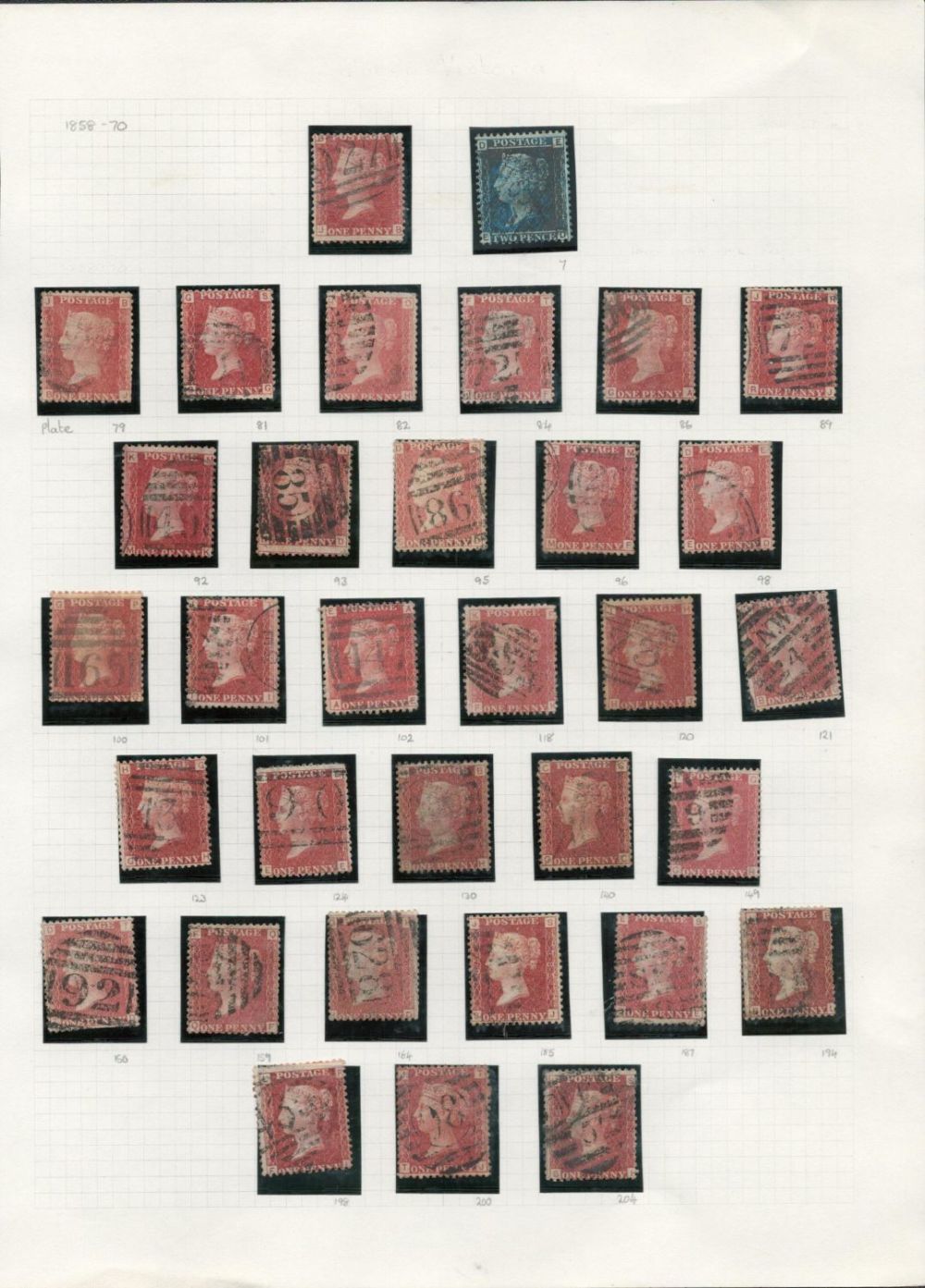 Lot 306: QV stamp collection on loose album page. 33...