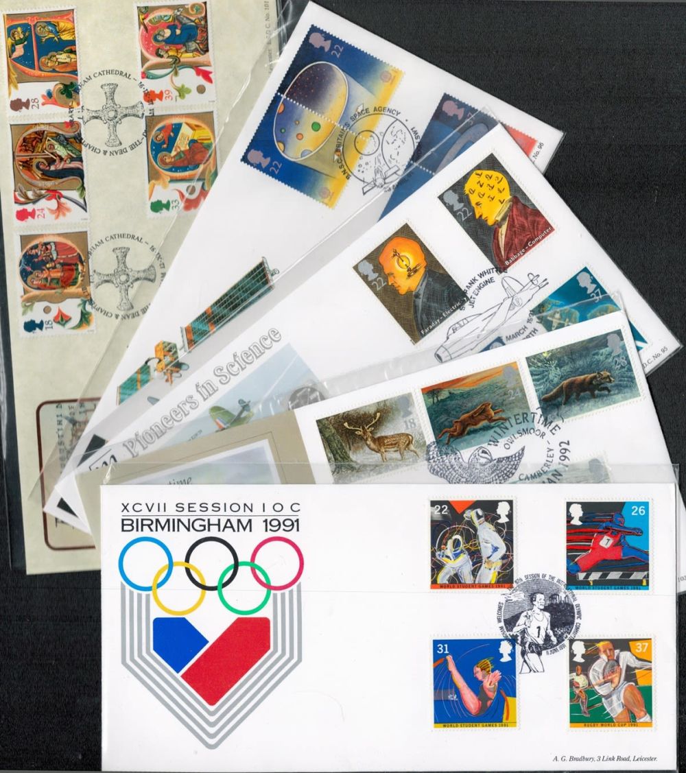 Lot 357: 9 x Limited Edition Bradbury FDCs with various...
