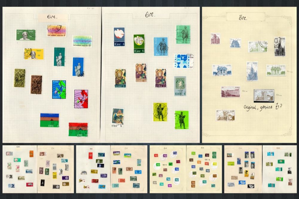 Lot 368: Ireland / Eire used Stamps on 13 Leaves...