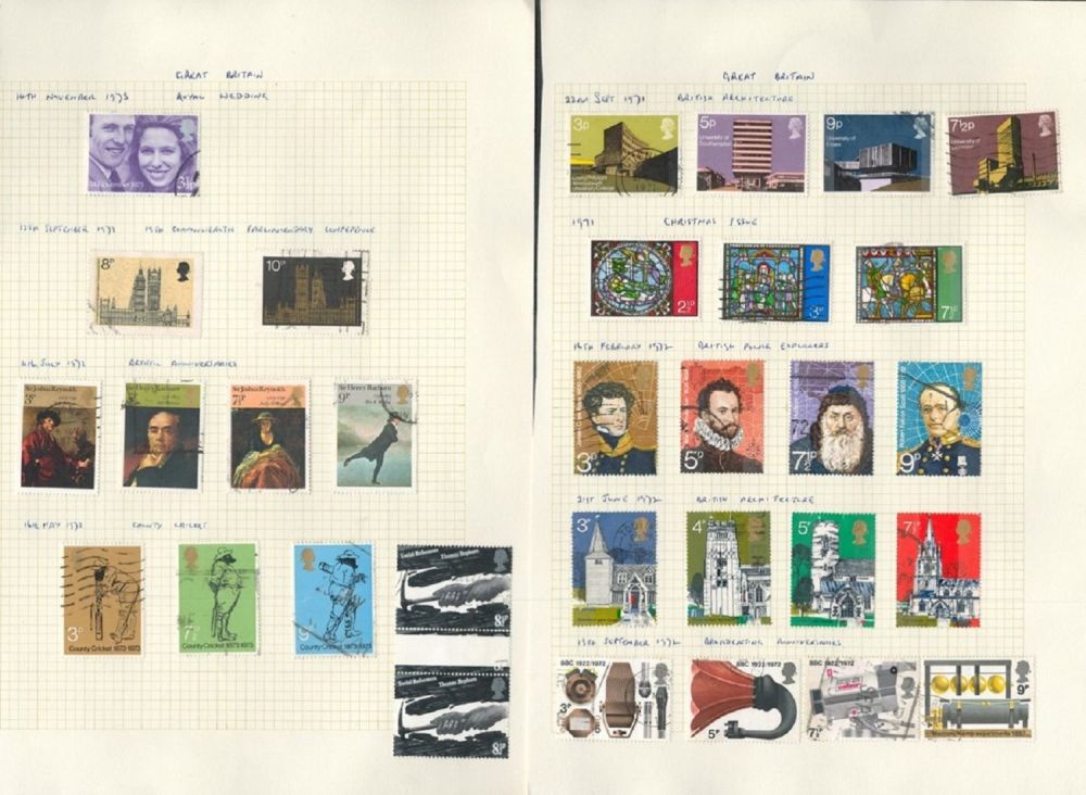 Lot 369: GB stamps on 4 loose album pages, covering...