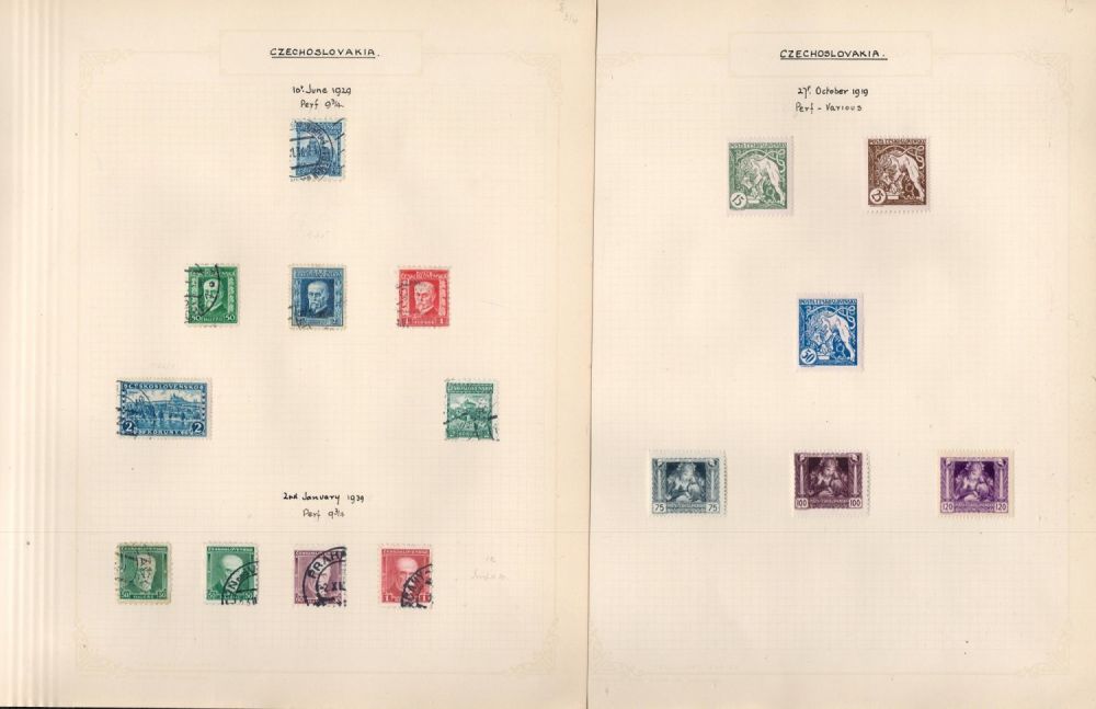 Lot 373: Czechoslovakia used Stamps on Leaves containing approx. 65+...