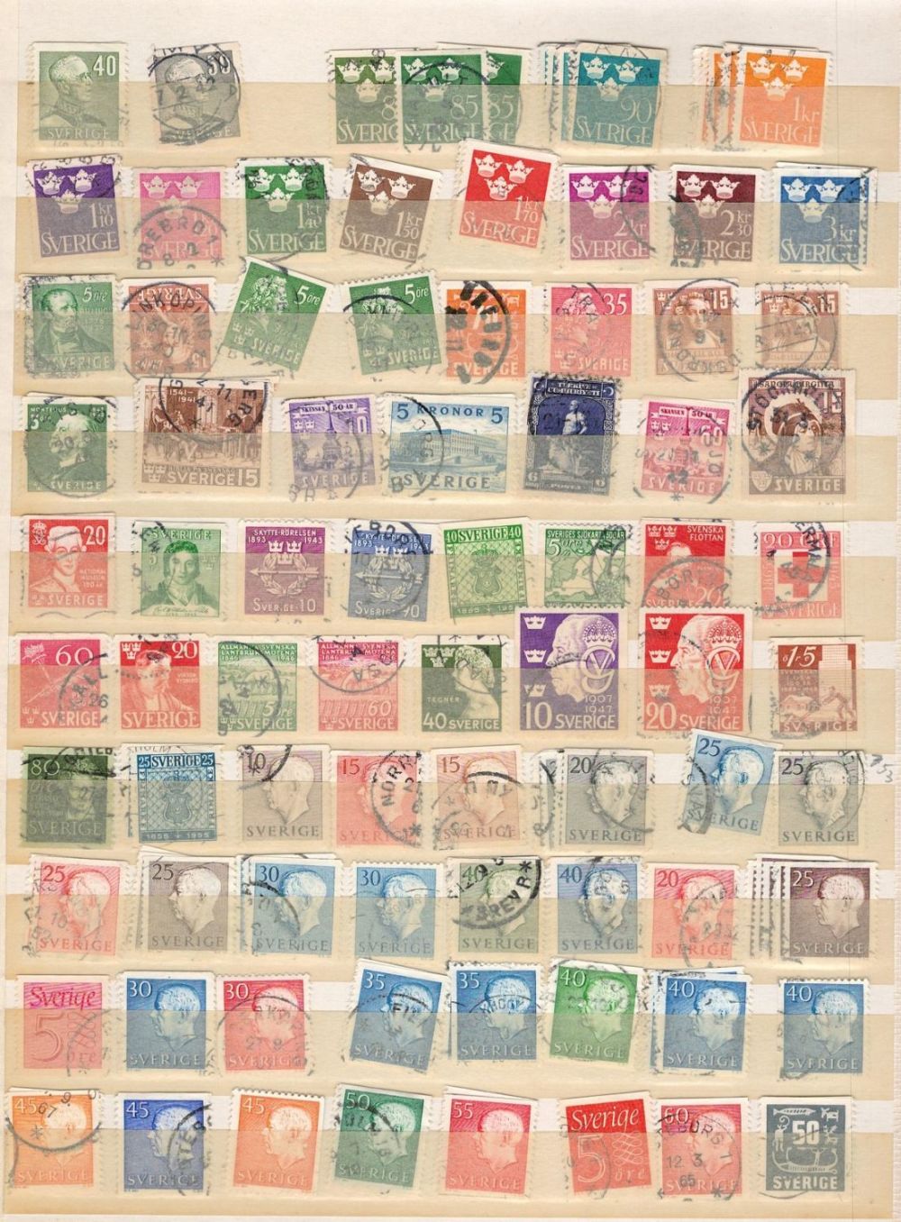 Lot 377: Sweden used Stamps on 5 Hardback pages containing...