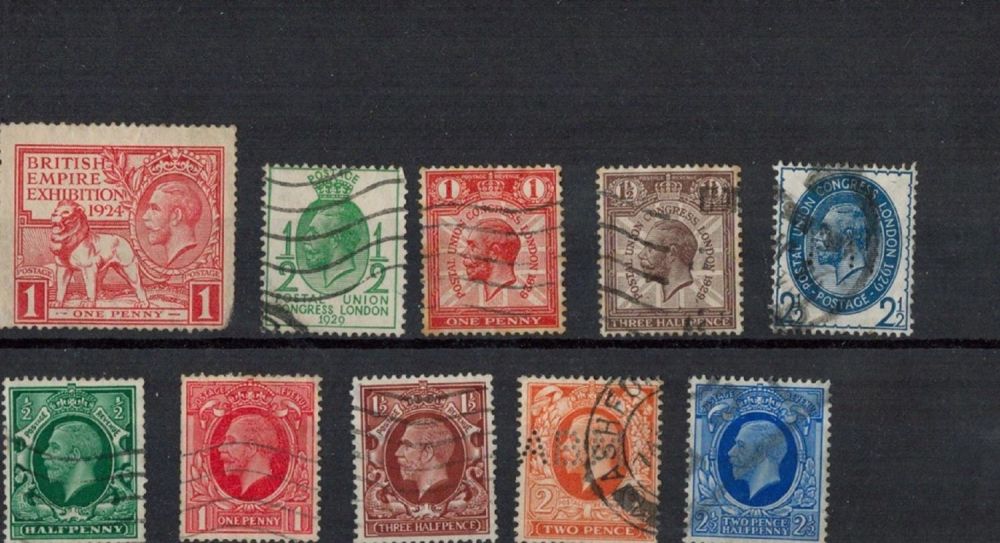 Lot 388: GB GV 10 Stamps On Stockcard. Good condition....