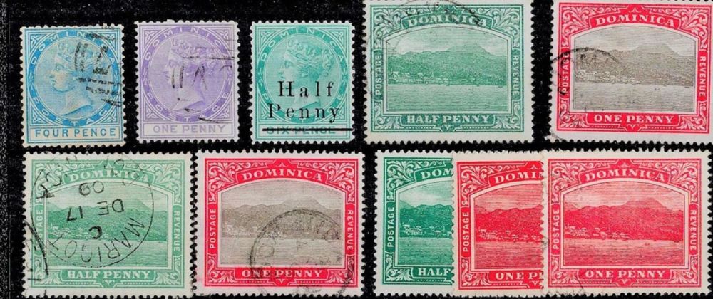 Lot 399: Dominica 10 Stamps Pre 1908 On Stockcard. Good...