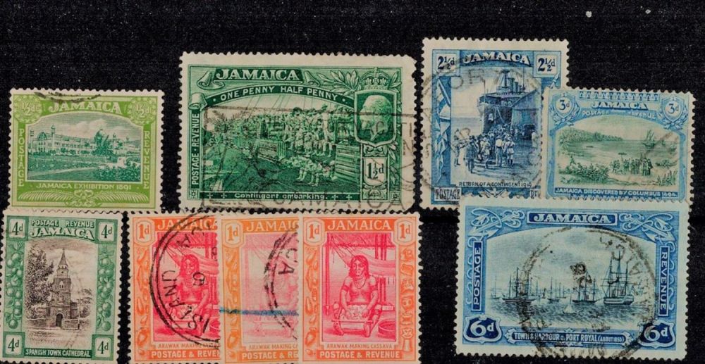 Lot 405: Pre 1936 Jamaica 9 Stamps On Stockcard. Good...