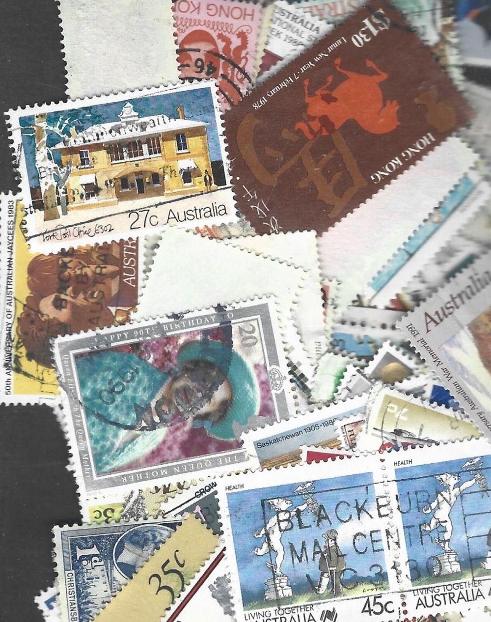 Lot 421: Assorted stamp collection in bags. Assorted world stamps,...