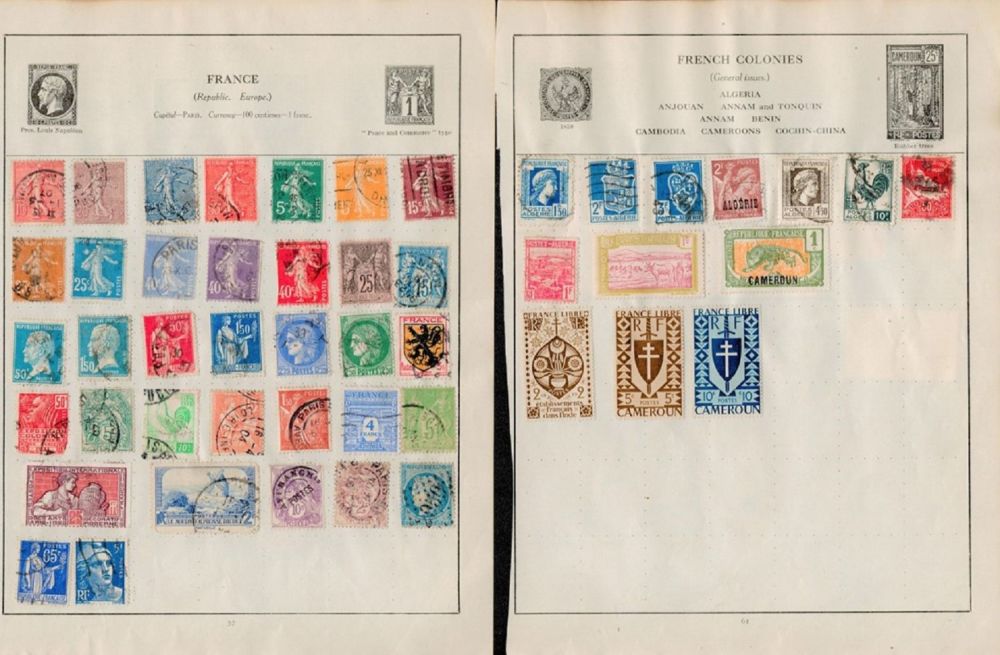 Lot 432: 13 Pages of France , Colonies Stamps. Good...