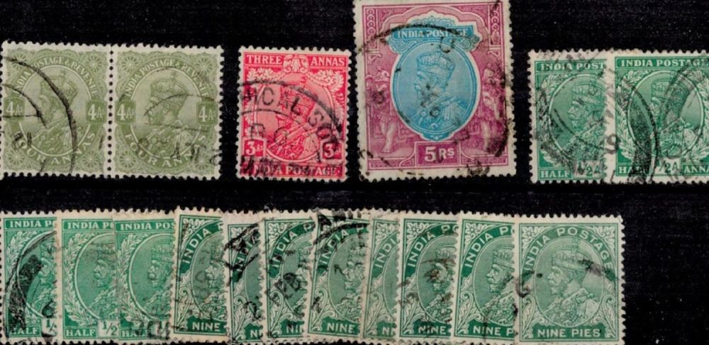 Lot 447: India 1935 17 Stamps On Stockcard. Good condition....