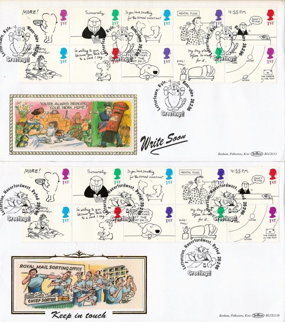 Lot 471: Two 1996 Benham Official Greetings FDCs BLSC113 and...