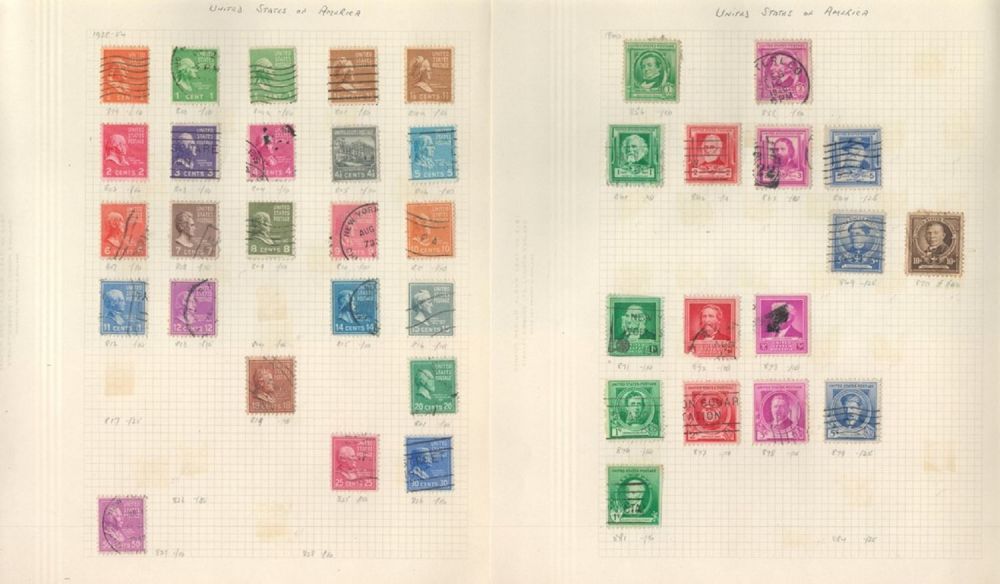 Lot 476: USA used Stamps on 12 leaves plus a...