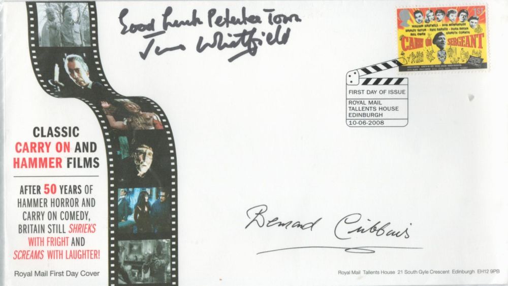 Lot 74: Bernard Cribbins and June Whitfield signed 2008 Carry...