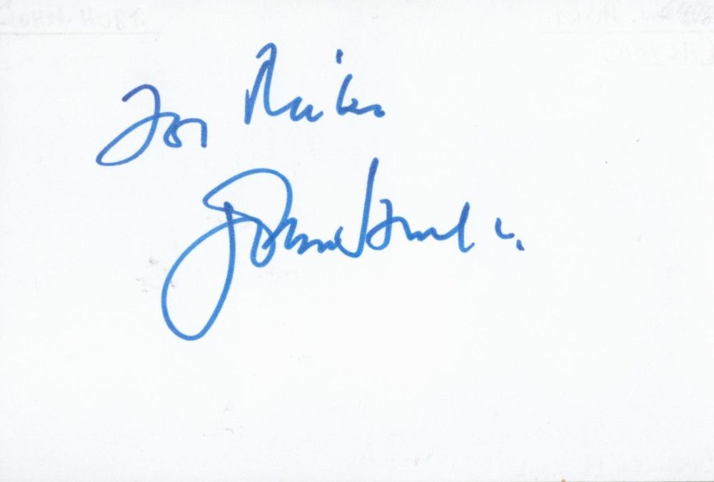 Lot 76: Actor John Hurt signed 6 x 4 inch...
