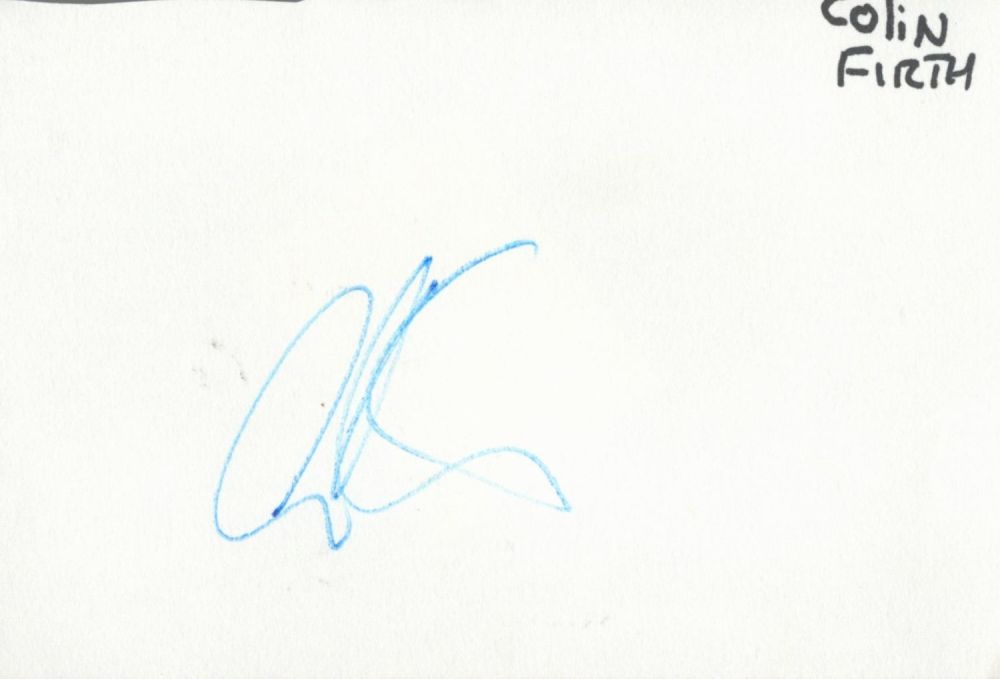 Lot 80: Actor Colin Firth signed 6 x 4 inch...