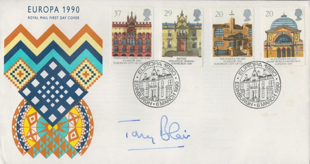 Lot 87: Prime Minister Tony Blair signed 1990 Europa FDC....