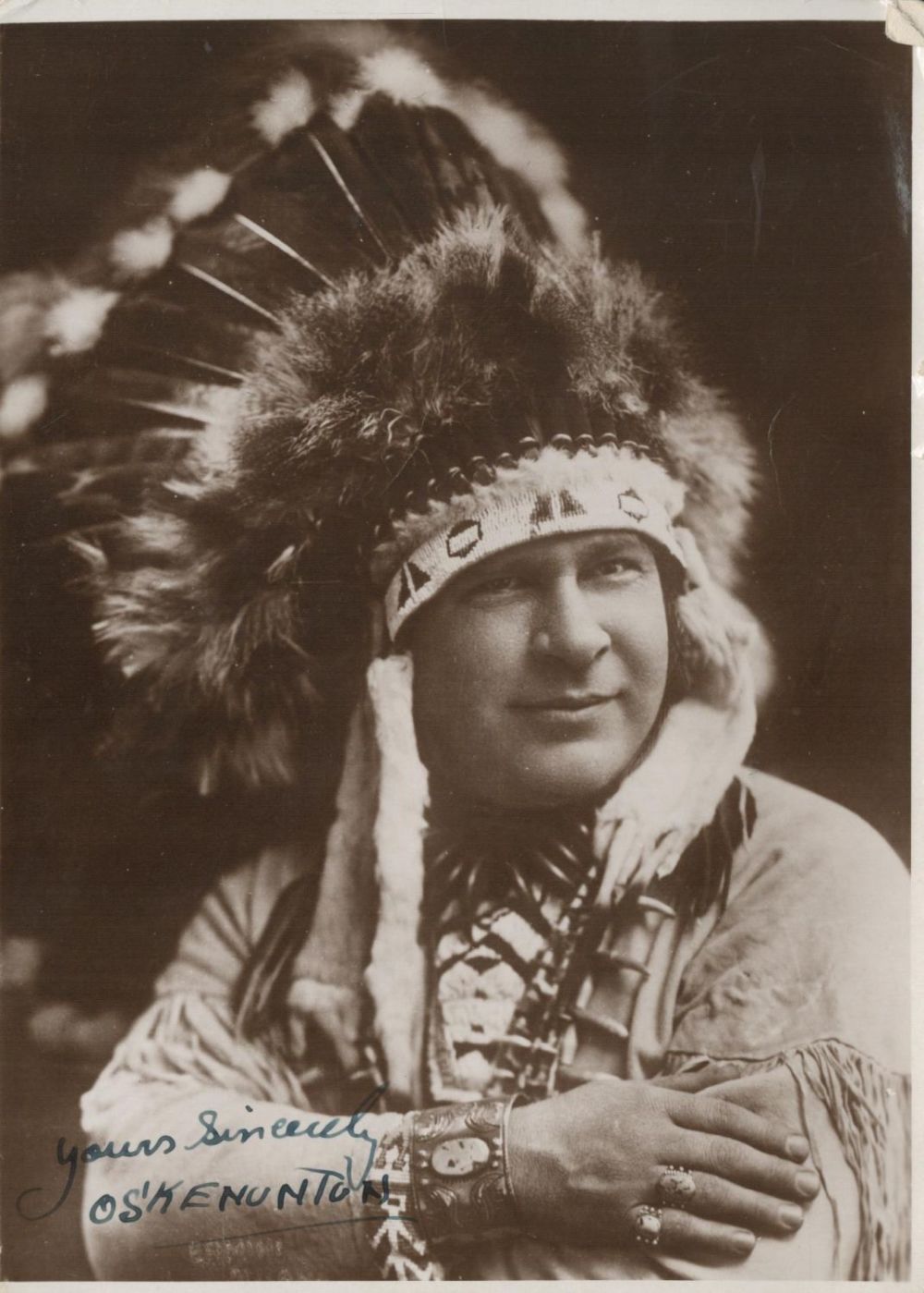 Lot 101: Indian Chief Os'Kenuntun signed 6 x 4 inch...
