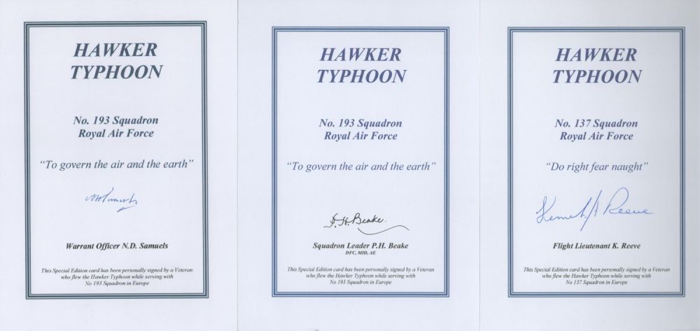 Lot 118: WW2 Hawker Typhoon Pilots collection of 5 signed...