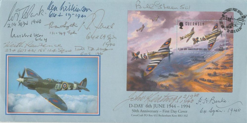 Lot 123: WW2 Battle of Britain multisigned 1994 Guernsey D...