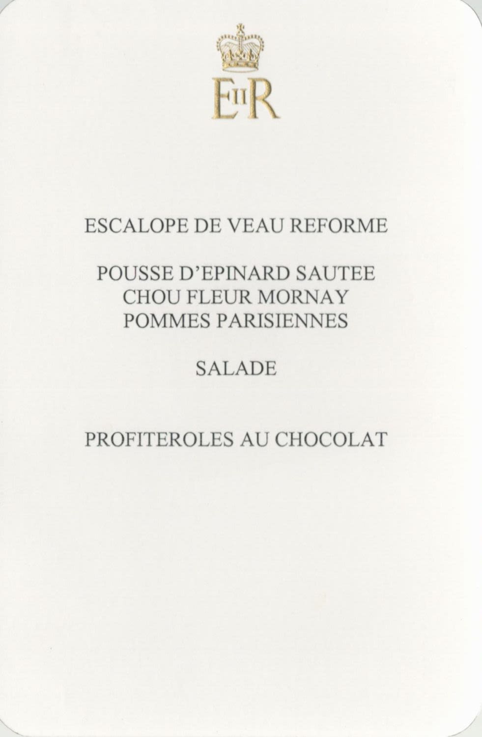 Lot 132: Royal Dinner Menu for the Queen at Sandringham...