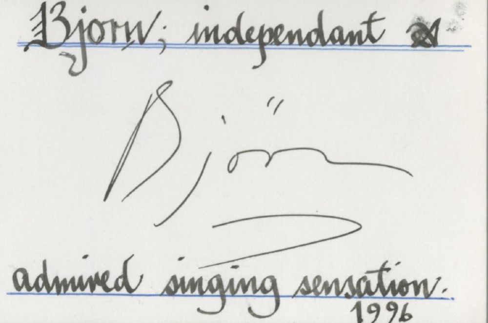 Lot 169: Music Bjork signed white card. Good condition. All...