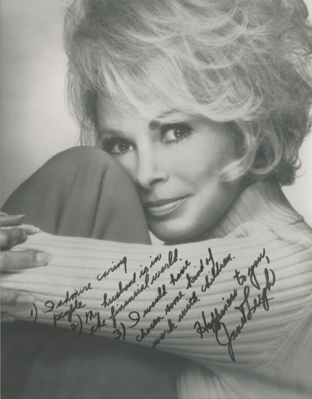 Lot 173: Janet Leigh signed 10 x 8 inch b/w...