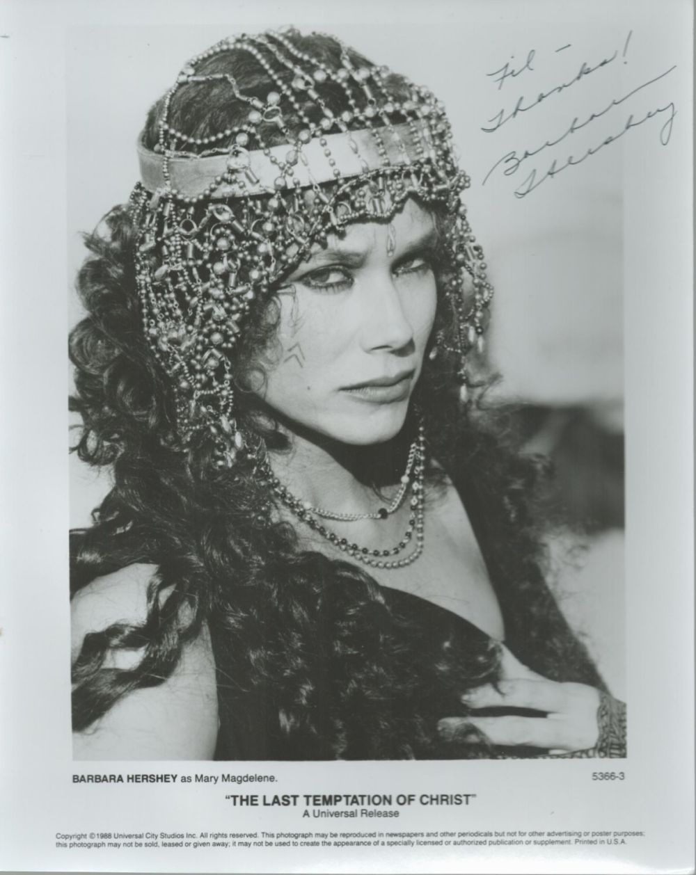 Lot 183: Actress Barbara Hershey signed 10 x 8 b/w...