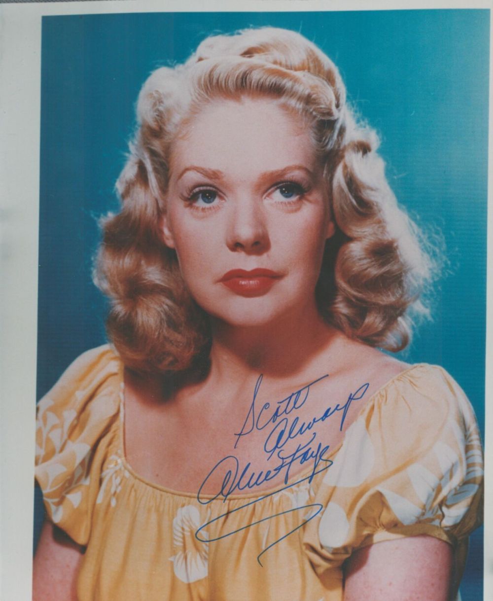 Lot 192: Actress Alice Faye signed 10 x 8 colour...