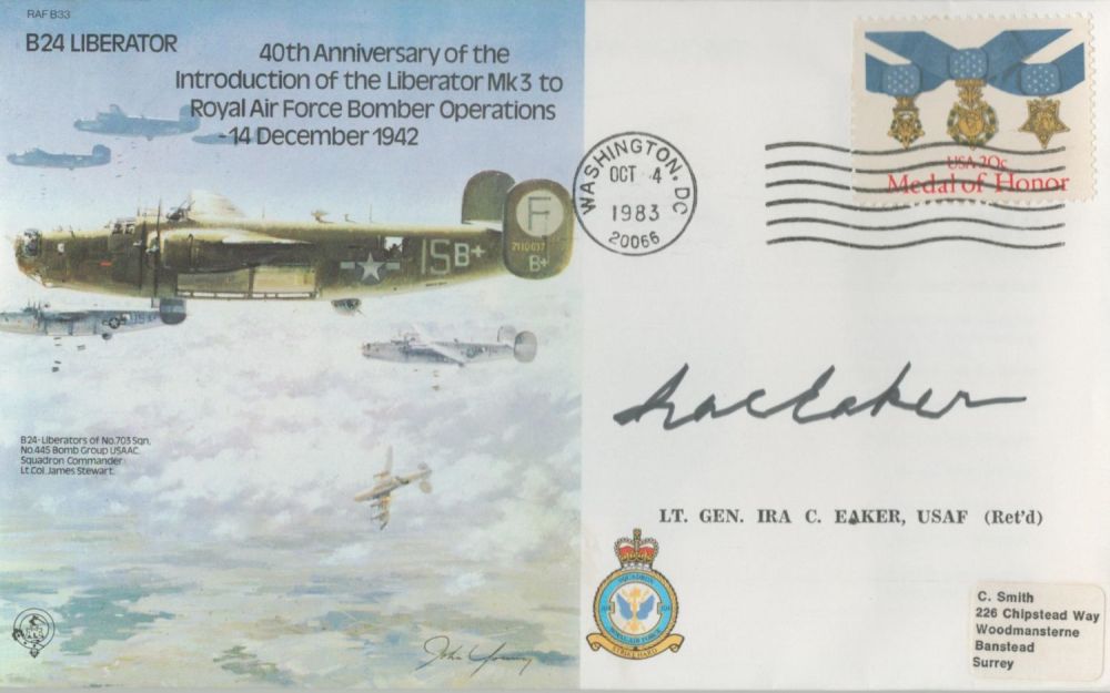 Lot 231: WW2 US Gen Ira C Eaker signed B24...