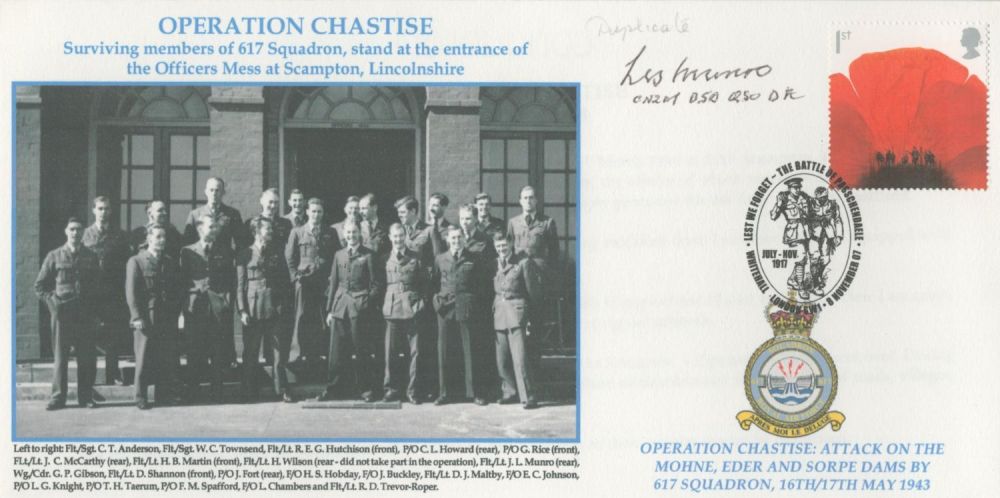 Lot 258: Dambuster raid pilot Les Munro DSO DFC signed...