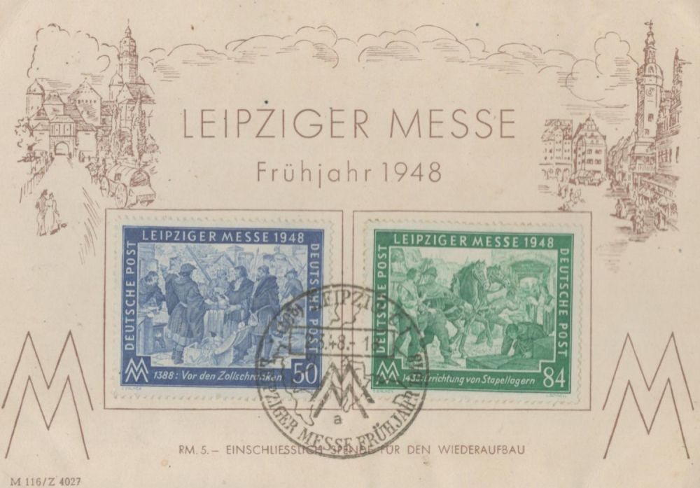 Lot 283: Germany Leipziger Messe 1948 Fruhjahr souvenir stamps card....