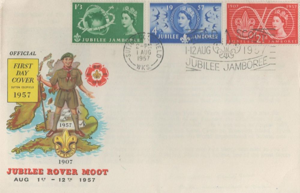 Lot 286: 1957 Scout Jubilee Jamboree illustrated FDC with Jamboree...